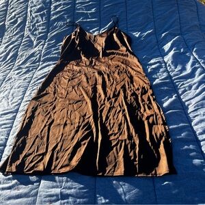 NWT The Drop Satin Ana Midi Slip Dress Coffee Bean Brown Size Large